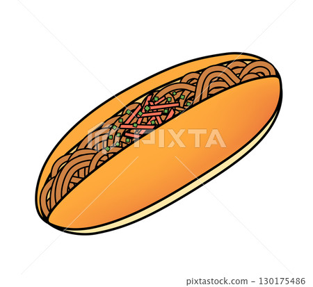 Fried soba bread icon 130175486