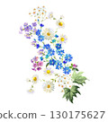 Watercolor Painting Style Wildflower Bouquet Colorful Floral Arrangement Illustration , Chamomile Flowers, Cornflower and Lilac 130175627