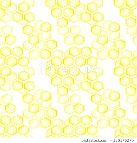 Golden honey comb seamless pattern, hand drawn watercolor cell illustration isolated on white background. Can be used for wrapping, textile scrapbook and other printed products. Golden honey comb seamless pattern, hand drawn watercolor cell illustration isolated on white background. Can be used for wrapping, textile scrapbook and other printed products. 130176270