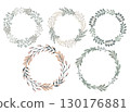 Vector illustration with floral wreaths in pastel tones. Elegant botanical design. Minimal flat style 130176881