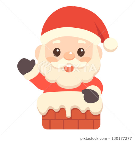 Santa Claus emerged from the house's chimney 130177277