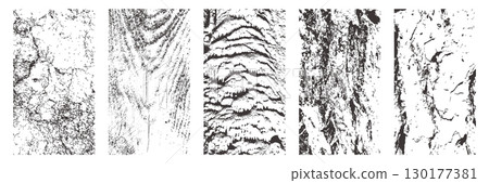 Distressed abstract wall texture set. Cracked concrete, grainy wood, and grunge overlays with worn, chipped, and abstract surface details. Distressed abstract wall texture set. Cracked concrete, grainy wood, and grunge overlays with worn, chipped, and abstract surface details. 130177381