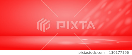 Limbo red background with sun rays. Abstract studio gradient bg. Modern banner with empty space for advertising text. Vector illustration. 130177396