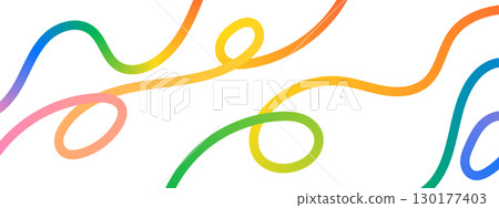 Gradient spiral ribbon background. Fluid and organic colorful line doodle elements. Squiggle vector shapes. 130177403