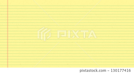 Yellow notebook paper with blue lines and red vertical margins. Striped design blank. 130177416