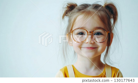 Adorable Little Girl with Glasses 130177643