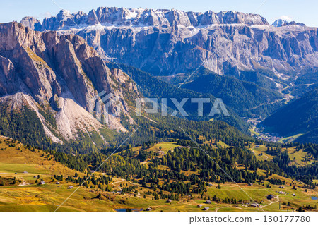 Seceda autumn valley landscape, Val Gardena, Italy 130177780
