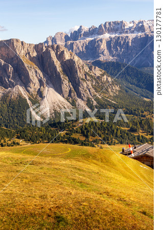 Seceda autumn valley landscape, Val Gardena, Italy 130177781