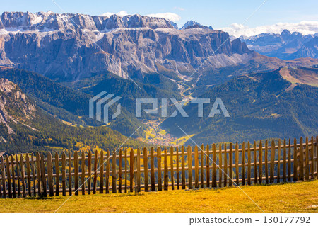 Seceda autumn valley landscape, Val Gardena, Italy Seceda autumn valley landscape, Val Gardena, Italy 130177792
