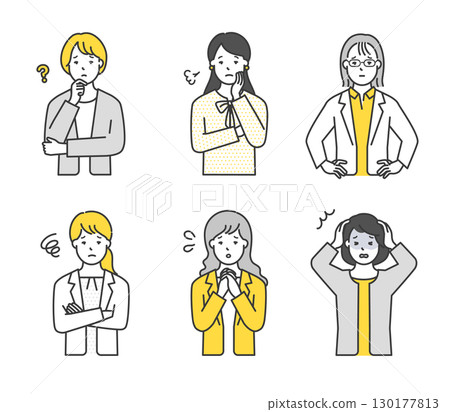 面帶焦慮與困擾的女性商務人士插畫素材集 面帶焦慮與困擾的女性商務人士插畫素材集 130177813
