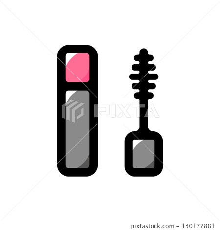 Eyelash brush, eyelash brush illustration icon (makeup, cosmetic tools, cosmetic materials) Eyelash brush, eyelash brush illustration icon (makeup, cosmetic tools, cosmetic materials) 130177881