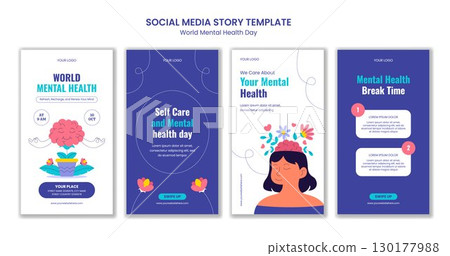 Flat Cartoon Hand-Drawn Templates for Mental Health Social Media Stories Background Illustration Flat Cartoon Hand-Drawn Templates for Mental Health Social Media Stories Background Illustration 130177988