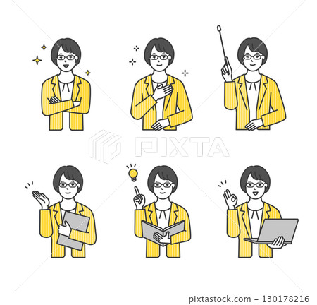 女性商務人士、顧問的簡單圖像插圖素材集 130178216