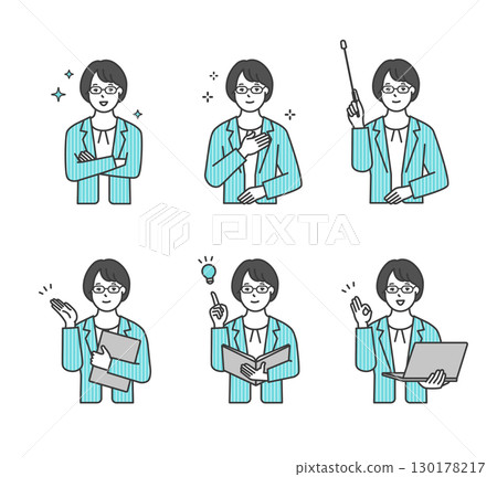 Simple image of female business person, consultant Illustration material set 130178217
