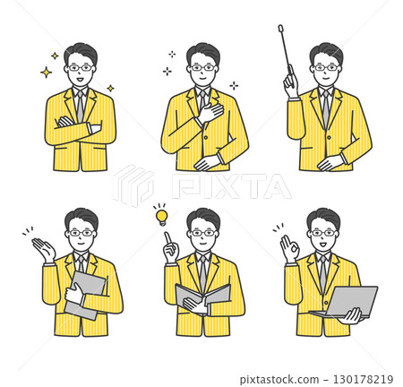 男性商務人士、顧問簡單圖像插圖素材集 130178219