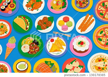 插畫素材:世界美食 插畫素材:世界美食 130178385