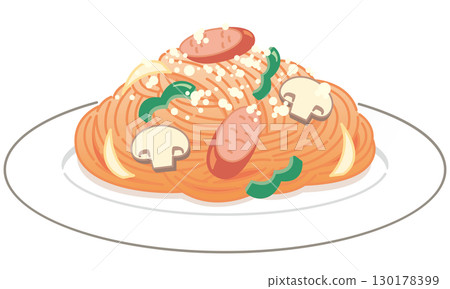 那不勒斯義大利麵配上磨碎的起司（無需叉子） 130178399