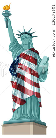 Statue of Liberty with American Flag Overlay 130178601