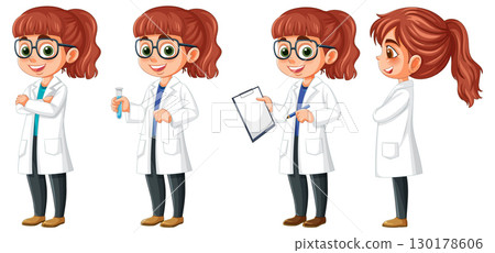 Young Female Scientist in Lab Coat with Equipment 130178606