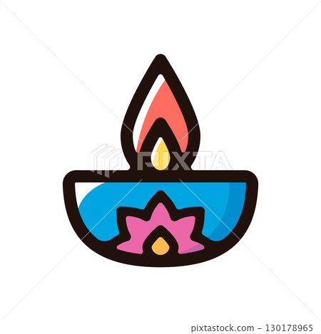 排燈節燈圖圖示（印度教、印度、排燈節材料） 130178965