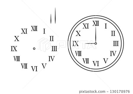 Roman numeral clock icon and parts Roman numeral clock icon and parts 130178976