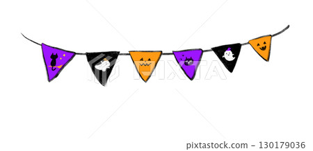 Halloween garland (flag) hand-drawn illustration 130179036