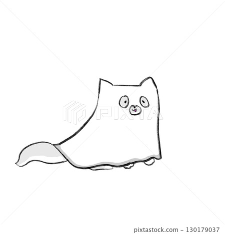 Cat dressed as a ghost for Halloween 130179037