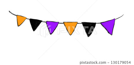 Halloween garland (flag) hand-drawn illustration Halloween garland (flag) hand-drawn illustration 130179054