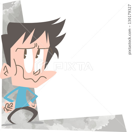 一名男子皺著眉頭喃喃自語(無框架輪廓) 一名男子皺著眉頭喃喃自語(無框架輪廓) 130179327