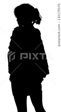 Silhouette of Woman in Fur Cape 130179370