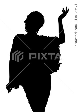 Silhouette of Woman in Fur Cape 130179371