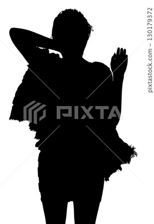 Silhouette of Woman in Fur Cape 130179372