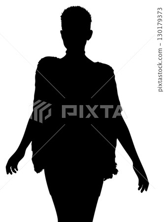 Silhouette of Woman in Fur Cape 130179373