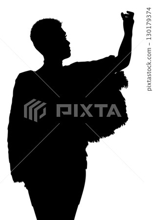 Silhouette of Woman in Fur Cape 130179374