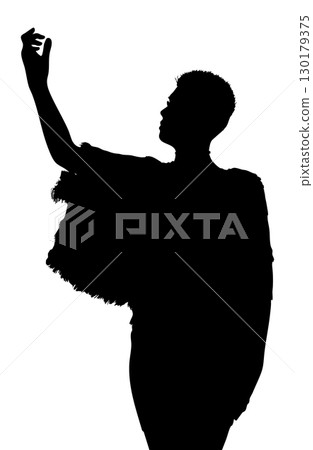 Silhouette of Woman in Fur Cape 130179375