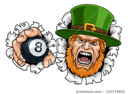 Leprechaun Celtic Irish Billiards Pool Ball Mascot 130179802