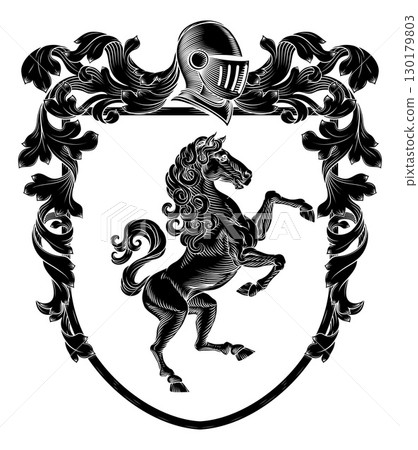 Coat of Arms Crest Horse Family Heraldic Shield 130179803