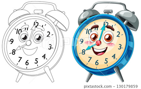 Cheerful Cartoon Alarm Clock Illustration 130179859