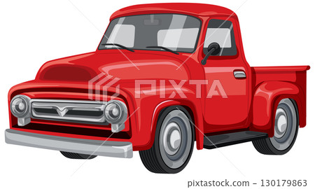 Classic Red Pickup Truck Vector Illustration Classic Red Pickup Truck Vector Illustration 130179863