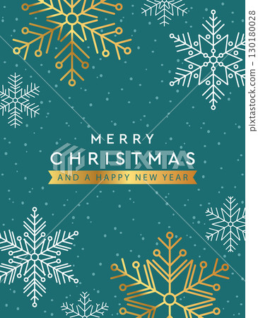 christmas greeting card with snowflakes and golden text vector illustration christmas greeting card with snowflakes and golden text vector illustration 130180028
