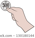 500 yen coin and hand 130180144