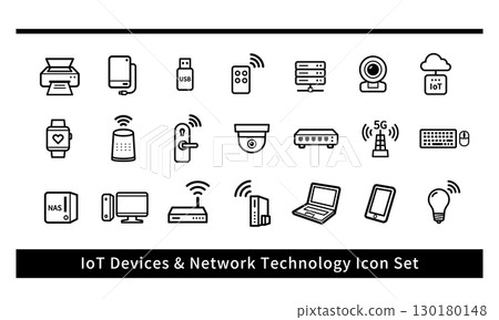 物聯網電腦外圍設備向量圖示集 130180148