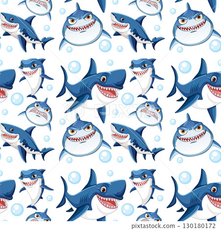 Playful Sharks and Bubbles Pattern Playful Sharks and Bubbles Pattern 130180172