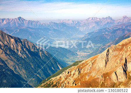 Mountain ridge with blue sky. Mountain landscape at daylight. Grossglockner High Alpine Road. Austria, Europe 130180522