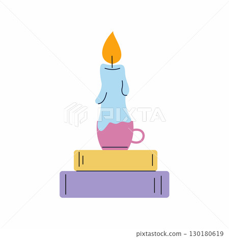 candle and book. Vector illustration on white background 130180619