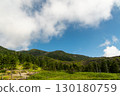 從北八岳纜車山頂站眺望北八岳的藍天和鬱鬱蔥蔥的山 130180759