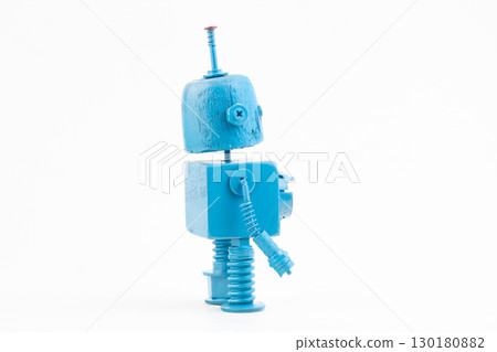 Wooden robot toy on isolated background Wooden robot toy on isolated background 130180882