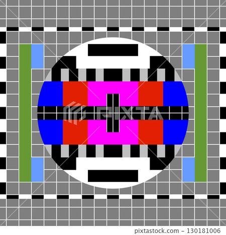Television test card with rainbow multicolor stripes in case of no signal. Television test card with rainbow multicolor stripes in case of no signal. 130181006