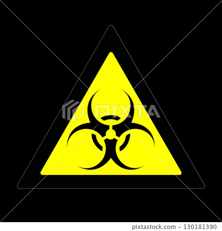 Biohazard yellow triangle warning sign. Grunge filter. 130181390