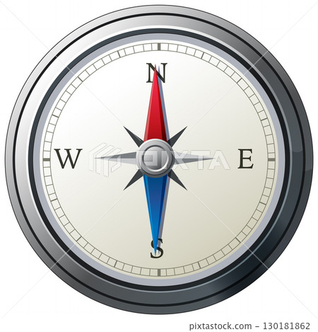 Classic Compass Vector Illustration with Metallic Finish Classic Compass Vector Illustration with Metallic Finish 130181862